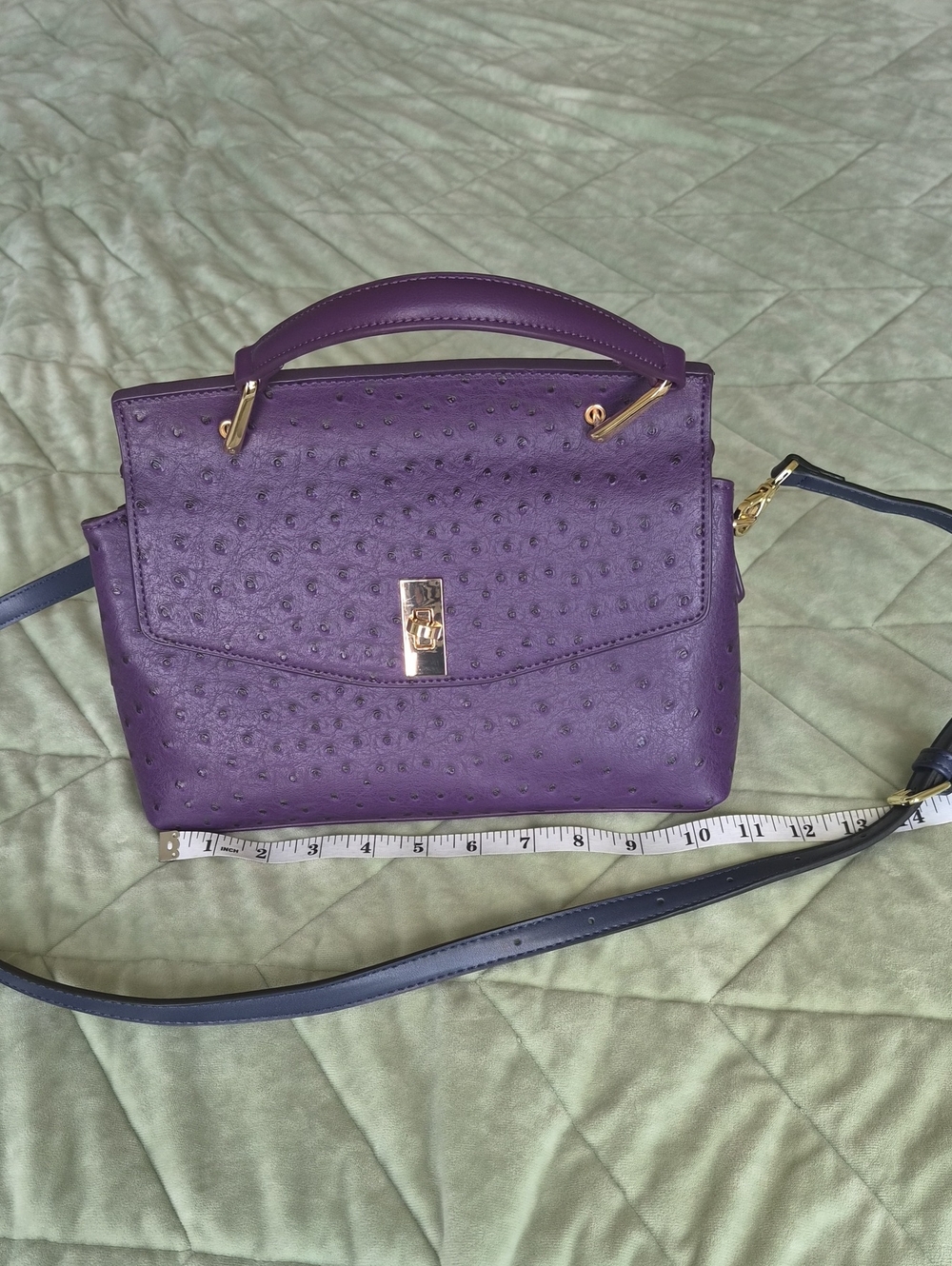 Structured Purple Top-Handle Crossbody Bag with Gold-Tone Closure